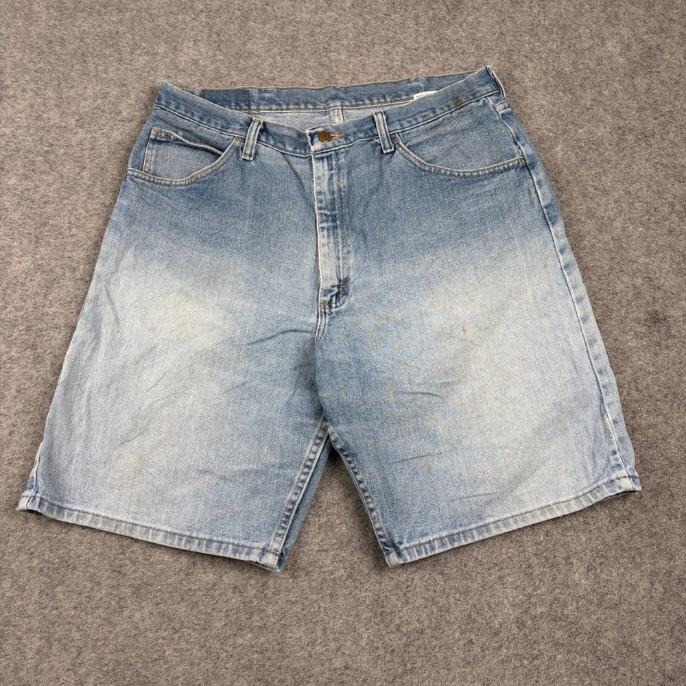 Wrangler Denim Shorts Mens 36 Relaxed Fit Light Wash Outdoors Workwear Faded Y2K
